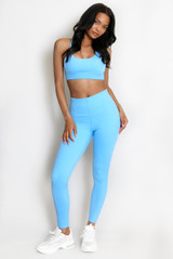 Contrast Lining Muscle Back Gym Set