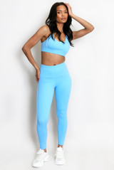 Contrast Lining Muscle Back Gym Set