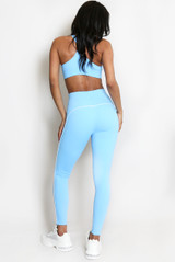 Contrast Lining Muscle Back Gym Set