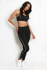 Contrast Lining Muscle Back Gym Set