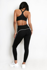 Contrast Lining Muscle Back Gym Set