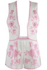 Floral Embroidered Waist Coat & Shorts Co-Ord