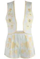Floral Embroidered Waist Coat & Shorts Co-Ord
