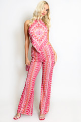 Wavy Halter Neck Dip Top & Trousers Set