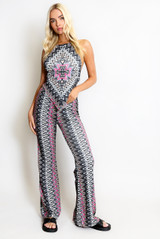 Wavy Halter Neck Dip Top & Trousers Set