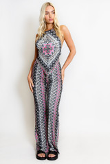 Wavy Halter Neck Dip Top & Trousers Set