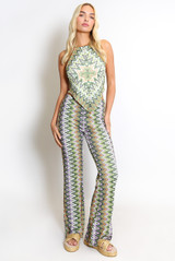 Wavy Halter Neck Dip Top & Trousers Set