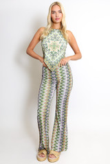 Wavy Halter Neck Dip Top & Trousers Set