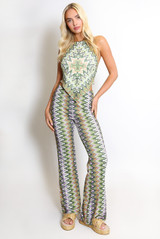 Wavy Halter Neck Dip Top & Trousers Set