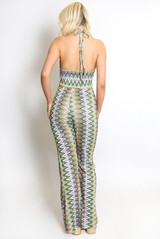 Wavy Halter Neck Dip Top & Trousers Set