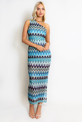 One Shoulder Knit Maxi Dress