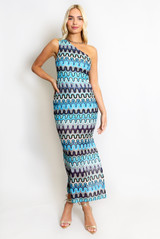 One Shoulder Knit Maxi Dress