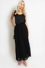 Pleated Chiffon Maxi Skirt