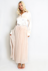 Pleated Chiffon Maxi Skirt