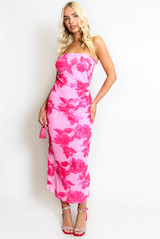 Bandeau Floral Lace Midi Dress