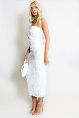Bandeau Floral Lace Midi Dress