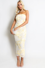 Bandeau Floral Lace Midi Dress
