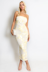 Bandeau Floral Lace Midi Dress
