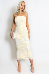 Bandeau Floral Lace Midi Dress
