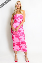 Bandeau Floral Lace Midi Dress