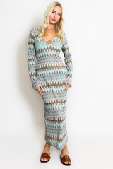 Wavy Layers Ring Neck Maxi Dress