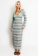 Wavy Layers Ring Neck Maxi Dress