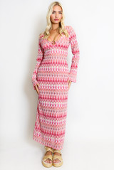 Wavy Layers Ring Neck Maxi Dress