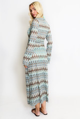 Wavy Layers Ring Neck Maxi Dress