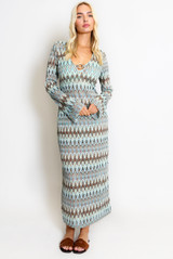 Wavy Layers Ring Neck Maxi Dress