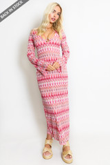 Wavy Layers Ring Neck Maxi Dress