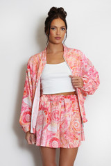 Printed Lightweight Bomber Jacket And Shorts