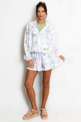 Printed Lightweight Bomber Jacket And Shorts