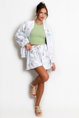 Printed Lightweight Bomber Jacket And Shorts