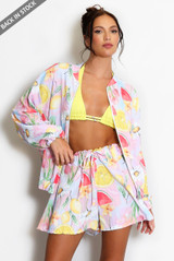 Printed Lightweight Bomber Jacket And Shorts