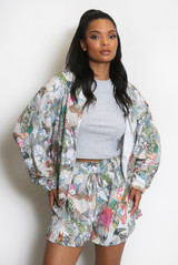 Printed Lightweight Bomber Jacket And Shorts