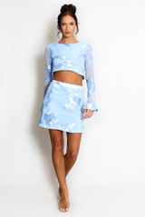 Floral Lace Top And Skirt Set