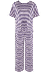Stripe Woven Short Sleeve Top And Trouser Set
