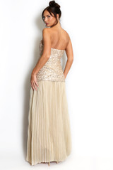 Pleated Sequin Bandeau Dress