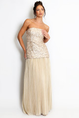 Pleated Sequin Bandeau Dress
