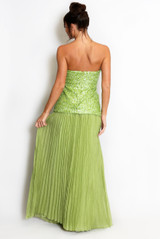 Pleated Sequin Bandeau Dress