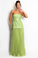 Pleated Sequin Bandeau Dress