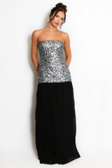 Pleated Sequin Bandeau Dress