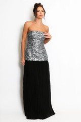 Pleated Sequin Bandeau Dress