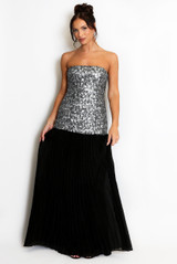 Pleated Sequin Bandeau Dress