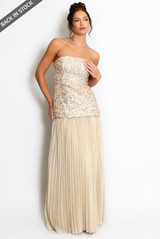 Pleated Sequin Bandeau Dress
