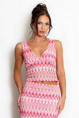 Zig Zag V Neck Top