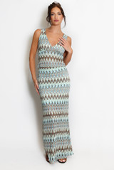 Zig Zag V Neck Top And Maxi Skirt Set