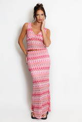 Zig Zag V Neck Top And Maxi Skirt Set