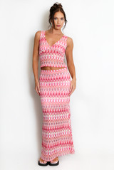 Zig Zag V Neck Top And Maxi Skirt Set