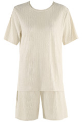 Textured Crew Neck T Shirt & Shorts Set